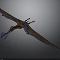 Flying Pterosaur Prehistoric Animal With Brown Wings And Blue Beak