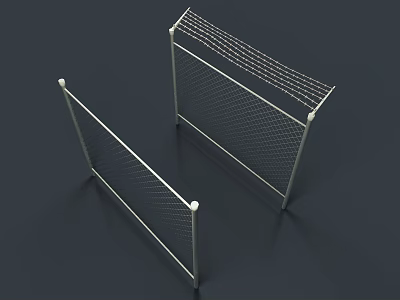 Building Exterior Wall Design With Metal Frame And Mesh Structure Elements 3d model