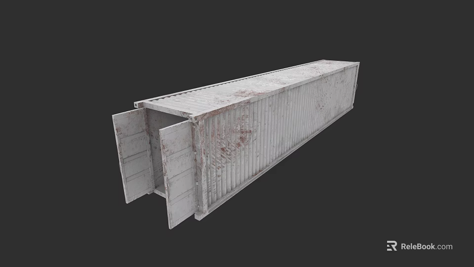 Rustic Container Building Design With Open Metal Doors And Weathered Surface 3d model 