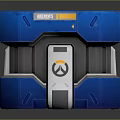 Blue Futuristic Overwatch Storage Device With Geometric Design And Gray Accents