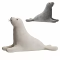 Light Gray Seal Plush Stuffed Toy in Sitting and Lying Positions for Kids