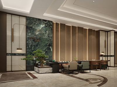 New Chinese Hotel Lobby 3d model