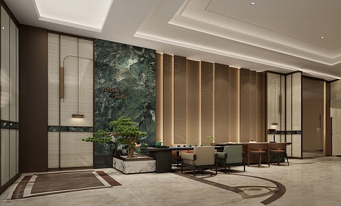 New Chinese Hotel Lobby 3d model