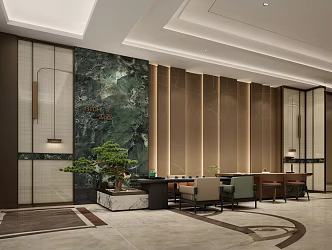 New Chinese Hotel Lobby 3d model