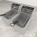 Commercial Double Tank Deep Fryer With Stainless Steel Body And Black Control Panel
