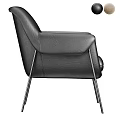 Modern Black Leather Single Sofa with Sleek Metal Frame and Comfortable Design 3d model