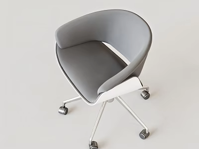 Modern Minimalist Grey Upholstered Leisure Chair With Sturdy Swivel Metal Casters For Cozy Home Workspace 3d model