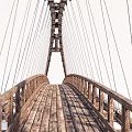 Stunning Wooden Suspension Bridge With Steel Cables Tower Deck And Railings