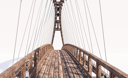 Old wooden bridge Modern bridge 3d model