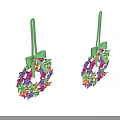 Colorful Decorative Ornament Set Featuring Wreath Design Green Hanging Rope And Bow Details