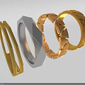 Modern Gold And Silver Rings With Geometric Patterns And Sleek Designs 3d model