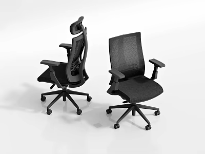 Modern Office Chairs With Mesh Back Adjustable Armrests And Swivel Wheels 3d model