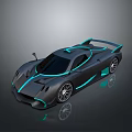Modern Black Sports Car With Blue Accents And Sleek Aerodynamic Design
