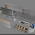 Modern Public Facilities With Automatic Gates Railings And Safety Barriers Systems 3d model