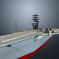 Aircraft Carrier Flight Deck With Runway Striped Markings And Control Tower