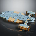 Detailed Sci Fi Spaceship Model Featuring Blue Gray Orange Complex Structure And Components 3d model