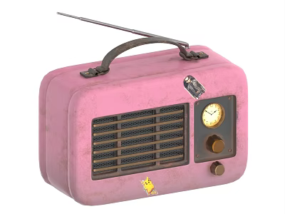 Pink Vintage Portable Radio With Handle Dial And Buttons For Daily Use 3d model
