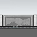 Modern Landscape Feature Wall With Green Trees Bird Decorations And Paved Ground