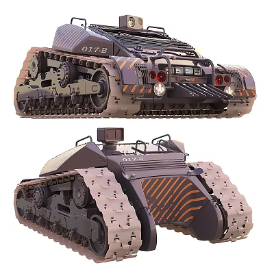 Modern Military Tank Featuring Heavy Tracks Orange Stripes And 0175 Unit Marking 3d model
