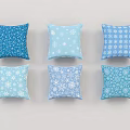 Various Blue Throw Pillows Featuring Snowflake Patterns And Diverse Designs 3d model