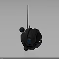 Futuristic Mechanical Robot Character With Spherical Body Antenna And Blue Sensors