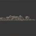 Close Up View of Natural Stone Wood Chips in Two Piles on White Background