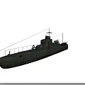 Detailed Warship Model With Camouflage Paint Deck Railing And Hull Weapons