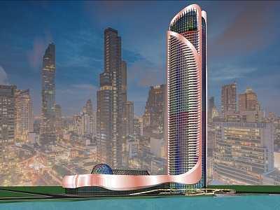 Curve-shaped urban complex super high-rise 3d model