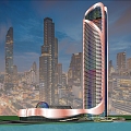 Curve-shaped urban complex super high-rise 3d model