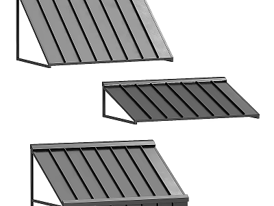 Outdoor Metal Awnings Various Styles With Sloped Roof For Sun Protection 3d model