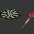 Circular Dartboard And Red Dart With Colorful Sections For Sports Equipment