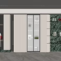Elegant Modern Wine Cabinet With Glass Doors And Display Shelves For Wine Bottles And Glasses