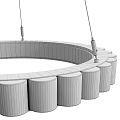 Modern Circular Chandelier Featuring White Fabric Shades and Black Gold Metal Frame