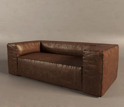 Modern Brown Leather Two Seater Sofa With Minimalist Design And Comfortable Seating 3d model