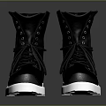 Stylish Black Leather High Top Boots With White Soles And Lace Up Design