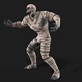 Mummy Game Movie Character With Tattered Bandages Scary Expression And Stretching Arms