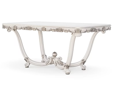 Elegant White Classic Coffee Table With Intricate Carved Details And Ornate Legs 3d model