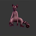 Cute Lemur Sitting On Smooth Surface With Green Eyes Pink Body And Black White Tail