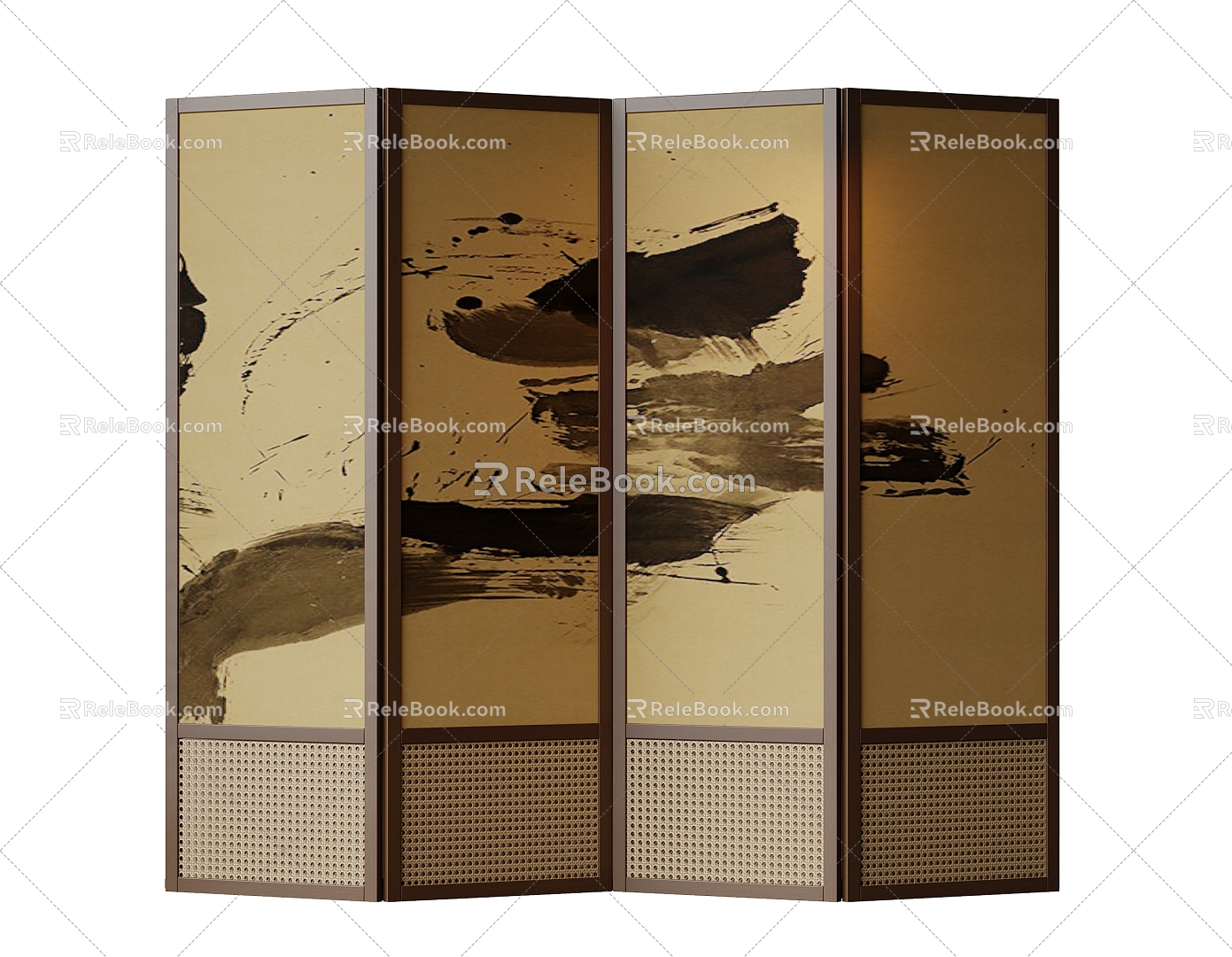 New Chinese Style Screen Partition Folding Screen Decorative Painting Wallpaper Silent Wind Screen Rattan Screen model