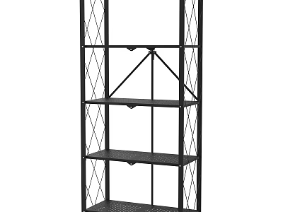 Black Metal Shelving Unit Featuring Geometric Grid Design And Open Storage Tiers For Organization 3d model