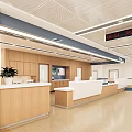 Hospital Outpatient Clinic Modern Reception Area With Bright Lighting White Wooden Counters And Green Plants