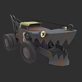 Cartoon Toy Car With Shark Mouth Design Rusty Appearance And Big Eyes