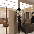 Modern Mall Clothing Store Interior With Mannequins Stylish Displays And Seating Area