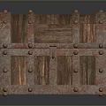 Antique Vintage Wooden Chest With Rustic Metal Lock And Decorative Studs