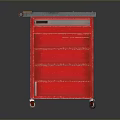 Red Mobile Tool Cart With Multiple Drawers Gray Top And Rolling Wheels 3d model