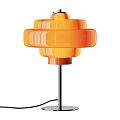 Modern Stylish Table Lamp With Orange Layered Shade And Yellow Accent Metal Stand