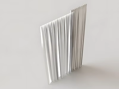 Modern White Pleated Curtains With Lightweight Fabric For Home Window Decoration 3d model