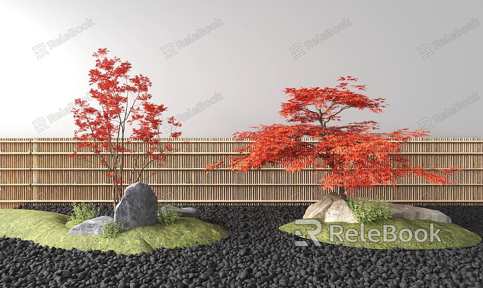 Maple Bamboo Fence Combination model