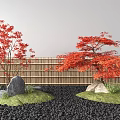 Maple Bamboo Fence Combination 3d model