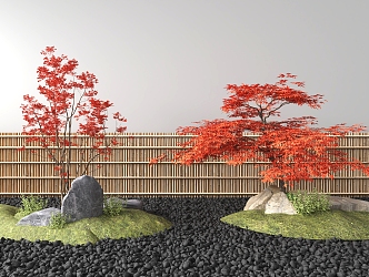 Maple Bamboo Fence Combination 3d model